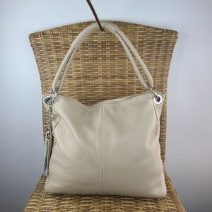 Borse In Pelle Cream Soft Pebbled Leather Shoulder Tote Bag Purse Made In Italy